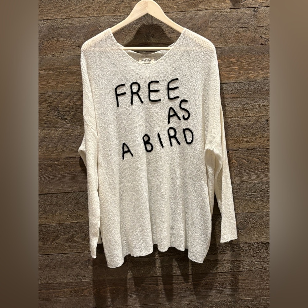 Hoity Toity“Free as a Bird”Oversized Mesh/Knit Sweater!
No size tag,fits like XL